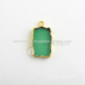 Atacado Handmade Green Emerald Quartz Slice Bezel Station Micron Gold Plated Sterling Silver Bezel Charm Suppliers